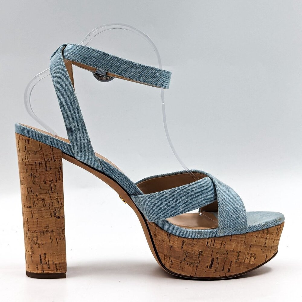 Veronica Beard Women Lalana Blue Denim Strappy Platform Summer Sandals -  10.5 - Picture 11 of 12